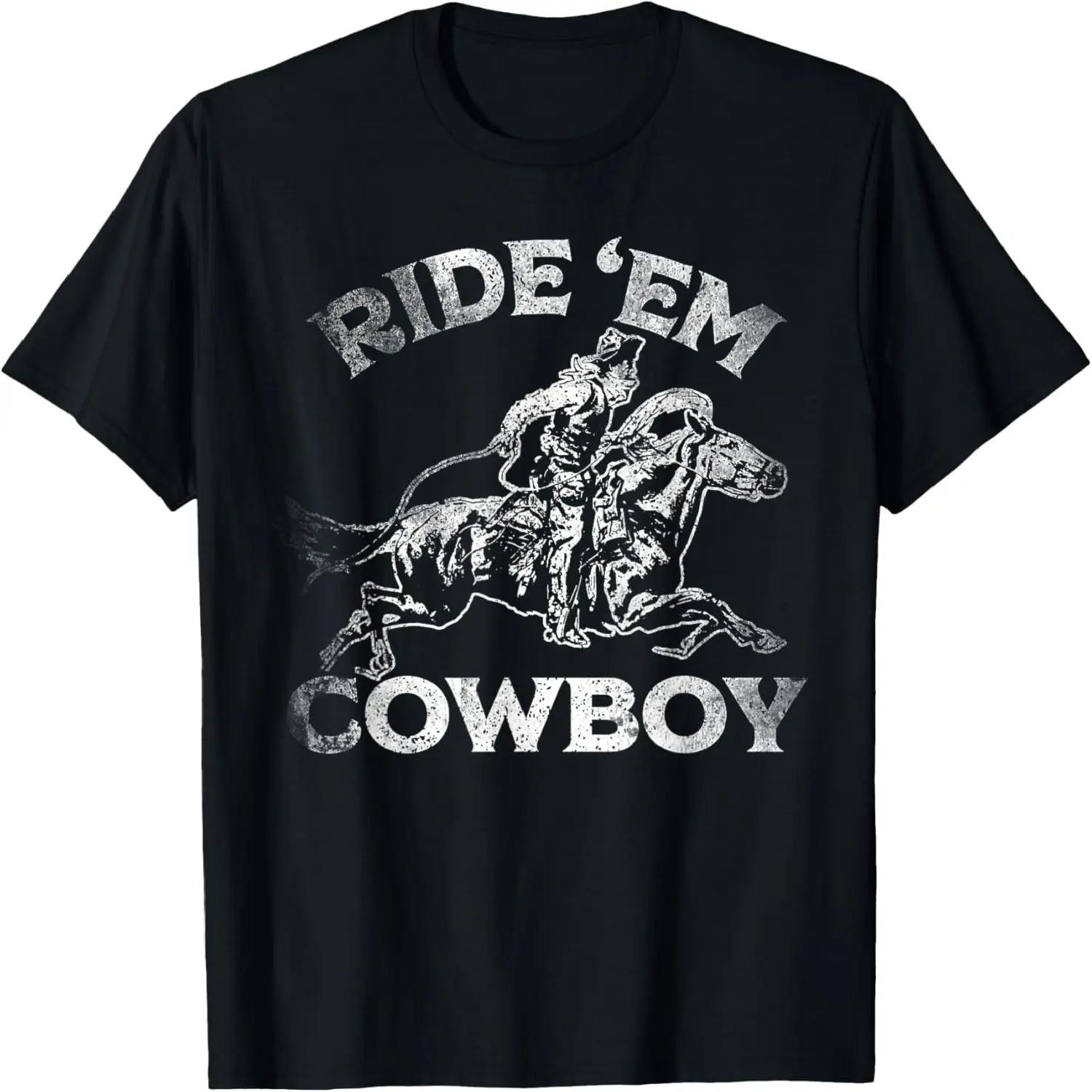 Винтажная ковбойская женская футболка  Country Ride em Cowboy Horse Riding  S