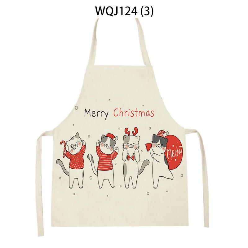 Cartoon Merry Christmas Cat Kitchen Aprons Adult Kids Waist Bibs Home Cooking Baking Cleaning Aprons Sleeveless Pinafore