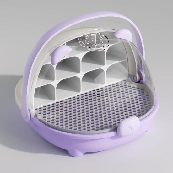 Silkworm Breeding Box Transparent Silkworm Growth Box Habitat Cage with Handle Small Animals Breeding Space Capsule Hatching Container