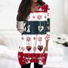 Womens Tops V-neck 3/4 Sleeve Blouses Casual Mid-length Shirts Fashion Christmas Print Tunic Tops With Pockets