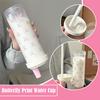 500/700ML Pink Bow Straw Water Bottle With Lid Cute Coffee Bubble Milk Tea Plastic Cup For Outdoor School Drinking Water Bottles