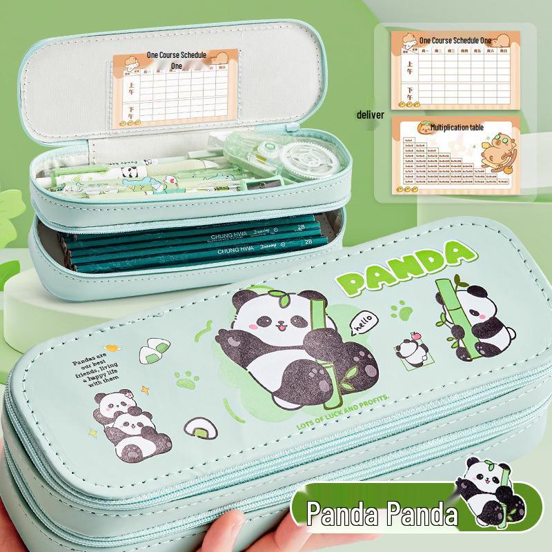 Large Capacity Double Layer Pencil Case - Cute, Stylish Canvas Stationery Box for School Students