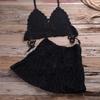 2025 Trendy European & American Hand-Crocheted Bikini Bandeau with Versatile Pleated Skirt Swimsuit