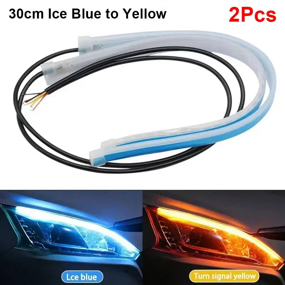 1/2Pcs 30cm DRL LED Strip RGB Turn Signal Durable Auto Headlights