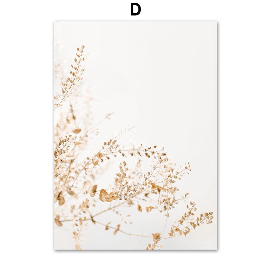 Wall Art Print Beige Dandelion White Flower Palm Leaf Grass Quotes Canvas Painting Nordic Poster Decor Pictures For Living Room