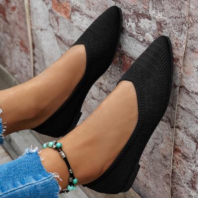 Neue Damen Flats Spitzschuhe Büro Boot Einfarbig Gestrickt Slipper Loafers Lässige Ballett Sneaker Damen Zapatos De Mujer