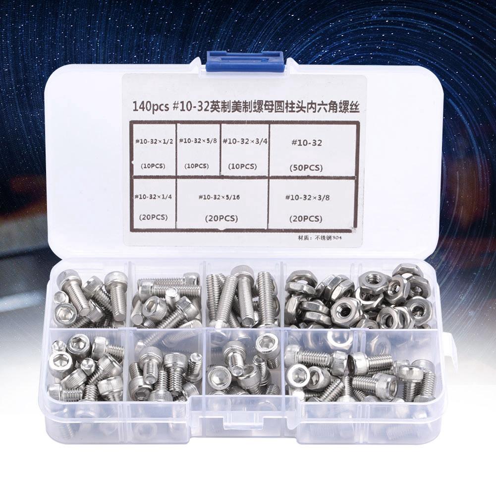 140ks #1032 Sada šestihranných šroubů s válcovou hlavou z nerezové oceli