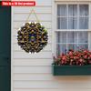 2D Flat 20*20cm 1pc Retro Bright Blue Mandala Patterns Door Signage, Elaborate Round Wall Art Plaque with Gold and Blue Pattern for Bars, Cafes,