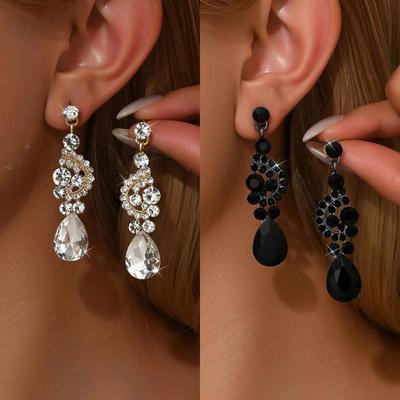 Pendientes de borla de flor con incrustaciones de diamantes europeos y americanos, temperamento, transfronterizos, sensación de alta gama, lujo ligero para mujer