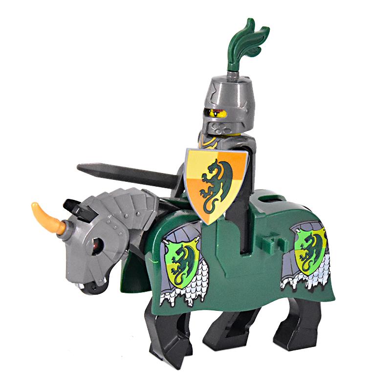 Medieval Figures Middle Ages Rome Warrior Golden Knight Horse Hawk Castle King Dragon Knights Building Blocks BricksToys gifts