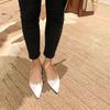 Baotou Sandals Women's Spring 2025 New Rivet Pointed Flat Shoes One-word Buckle with Nude Flat Shoes Ins
