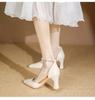 Fashion New White Ankle Pearl Strap Strappy Design Fashion High Heels Women Pumps Stiletto Sexy Dress Wedding Bridal Shoes Dress Shoes