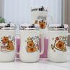 Cute Cartoon Ceramic Mirror Insulation Milk Water Cup Creative Coffee Couple Plus Formulation With Lid