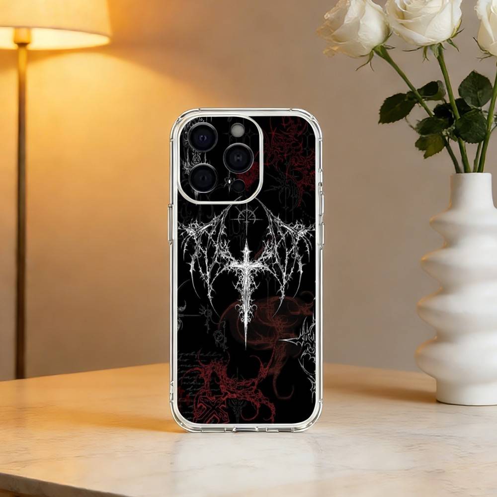 C-Cool Dark Gothic Cross Mark Phone Case For iPhone 17 16 15 14 13 12 11 Mini Pro Max Plus Transparent Cover