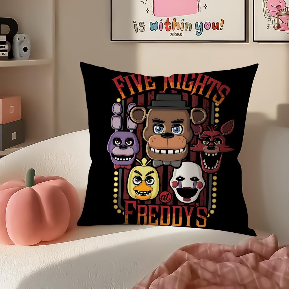Horror Game FFive Nights At Freddys Cushion Cover Pillowcase Short Plush Invisible Zipper Room Sofa Cushion Cover