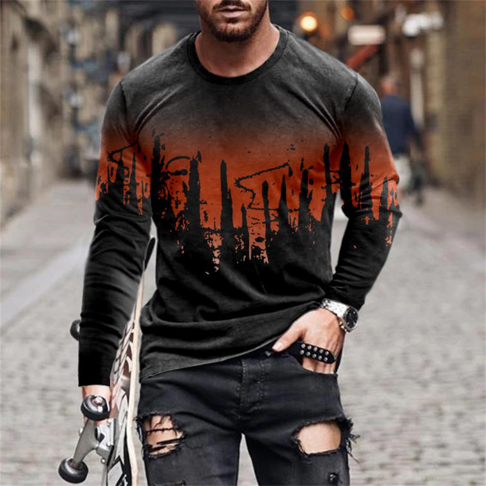Retro Graffiti 3D-Druck Sommer Herren Rundhals-T-Shirt Lässiges Langarm-T-Shirt Übergroßer Pullover Modetrend Herrenbekleidung