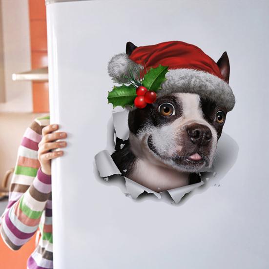 

Наклейка на крышку унитаза, сильная липкость, ПВХ, водонепроницаемая, съемная, забавная рождественская наклейка с собакой, украшение для вечеринки