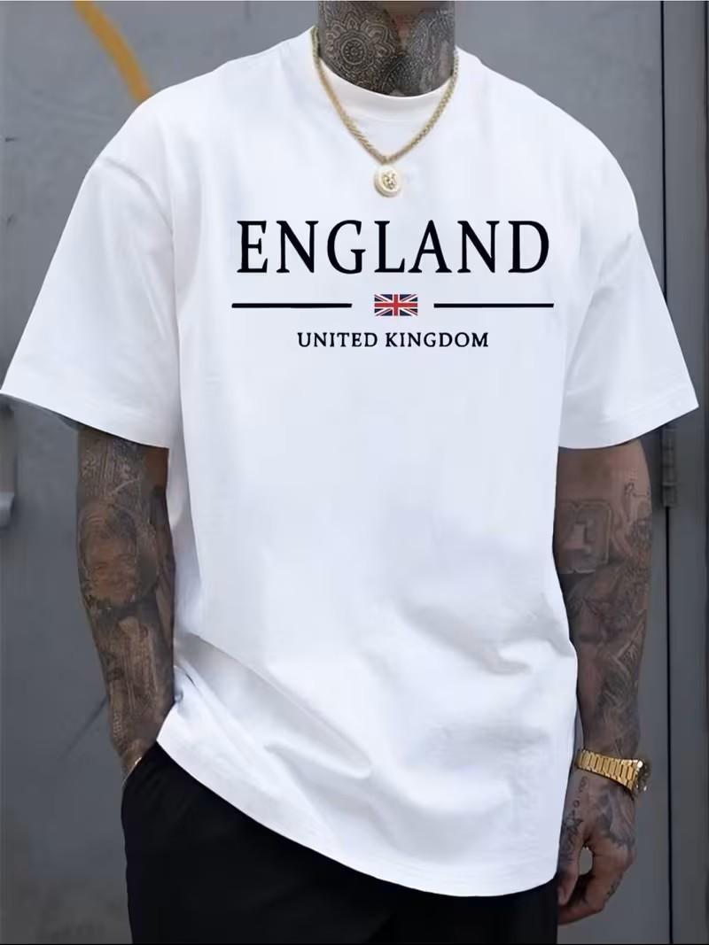 Men s England UK Union Jack Flag T Shirt Cotton Patriotic Graphic Print Tee S разноцветный