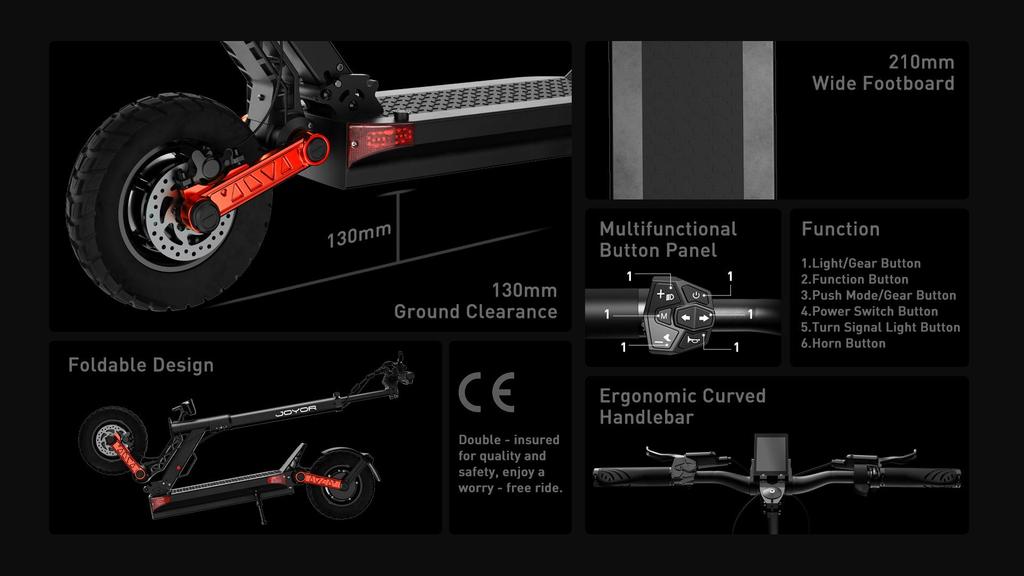 JOYOR S10-S-Z Adult Electric Scooter, 1000W * 2 Dual Drive Motor, 60V 18AH Battery, Range 75km, 10 Inch Off-road Tires, Foldable