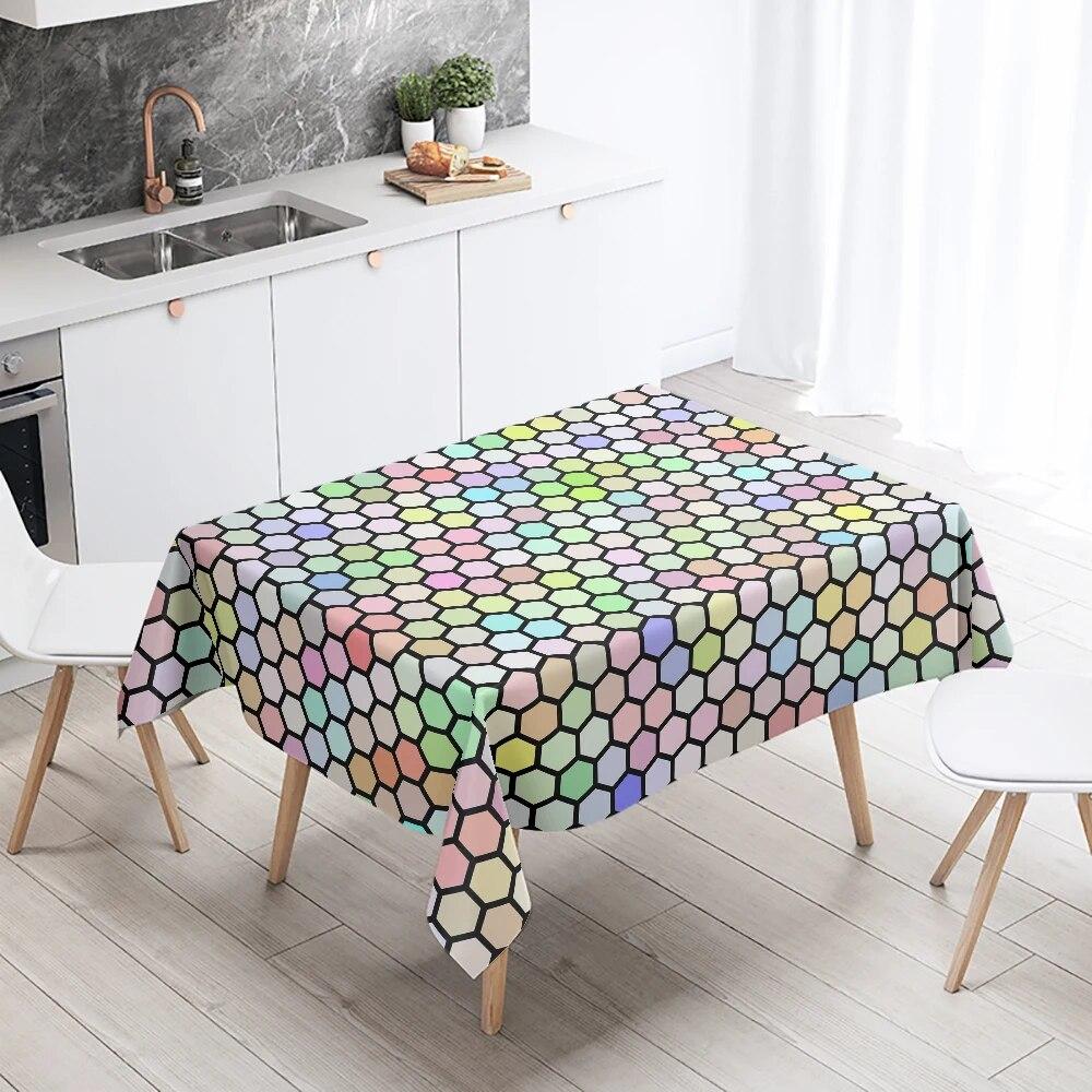 Față de masă dreptunghiulară geometrică simplă la modă, rezistentă la apă, petrecere de nuntă, restaurant, decorare pentru masă, bucătărie acasă
