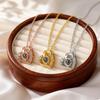 Luxurious Zircon Heart Projection Stone Necklace Flat Rolo Chain Custom Photo Necklaces Custom Jewelry Gift