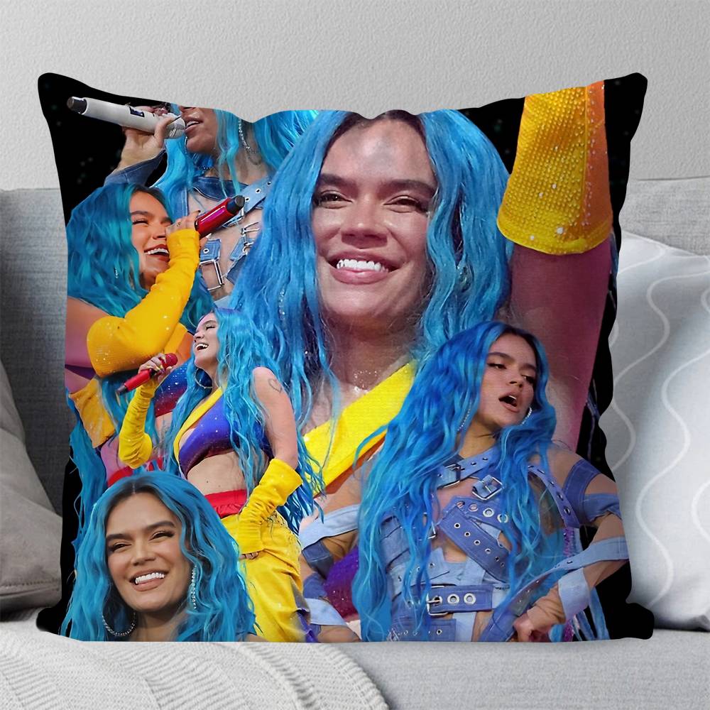 KAROL G Tropicoqueta Pillow Case Square Pillow Bedroom Sofa Leisure Comfort Cushion Car Living Room Home Decoration 16x16Inch