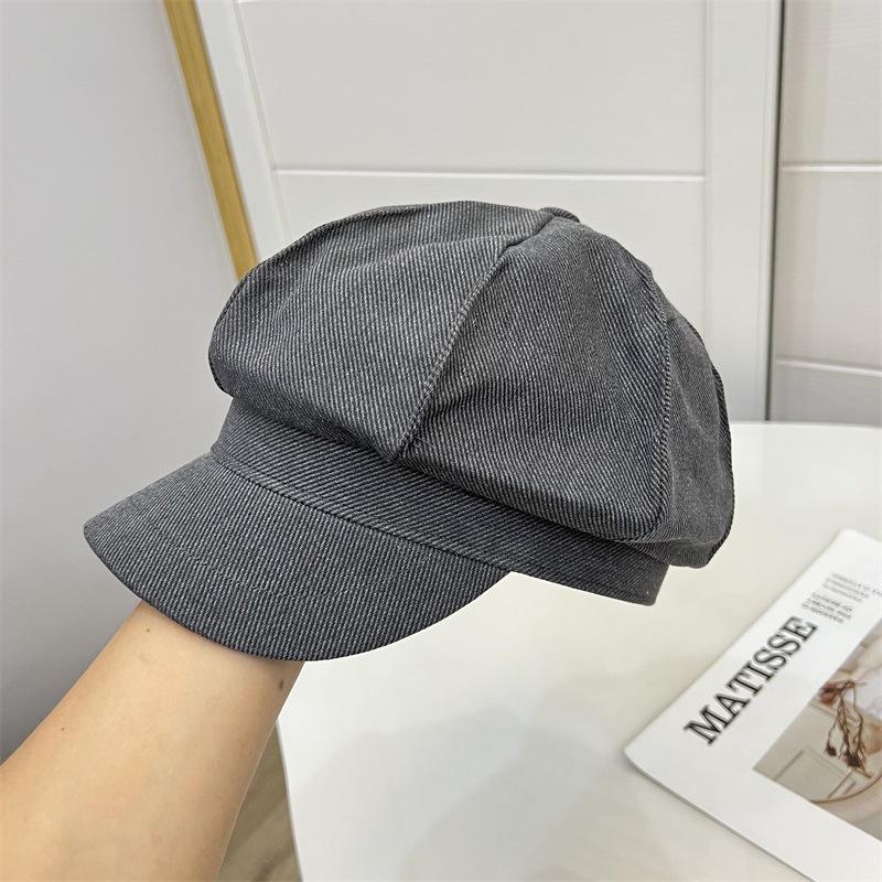Chapeau octogonal simple en coton cousu pour femmes, mode automne et hiver, polyvalent, littéraire, rétro, casquette bec de canard, casquette de gavroche