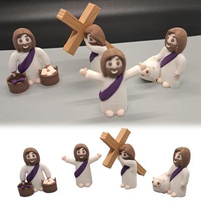 1/4 ks Mini Ježíšovy figurky Rozkošný vzhled Realisticky vypadající Malé Ježíšovy sošky Velikonoční dekorace Náboženské dárky