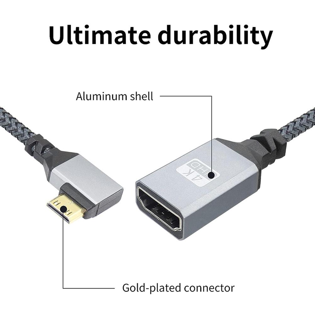 Compact 20CM Mini HDMI Compatible Cable Adapter with 90 Degree Design Supporting 4K UHD Video Output for Easy Connection