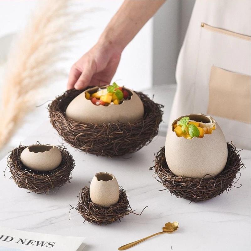Creative INS Ceramic Eggshell Bird’s Nest Bowl – Ramen, Dessert & Snack Bowl