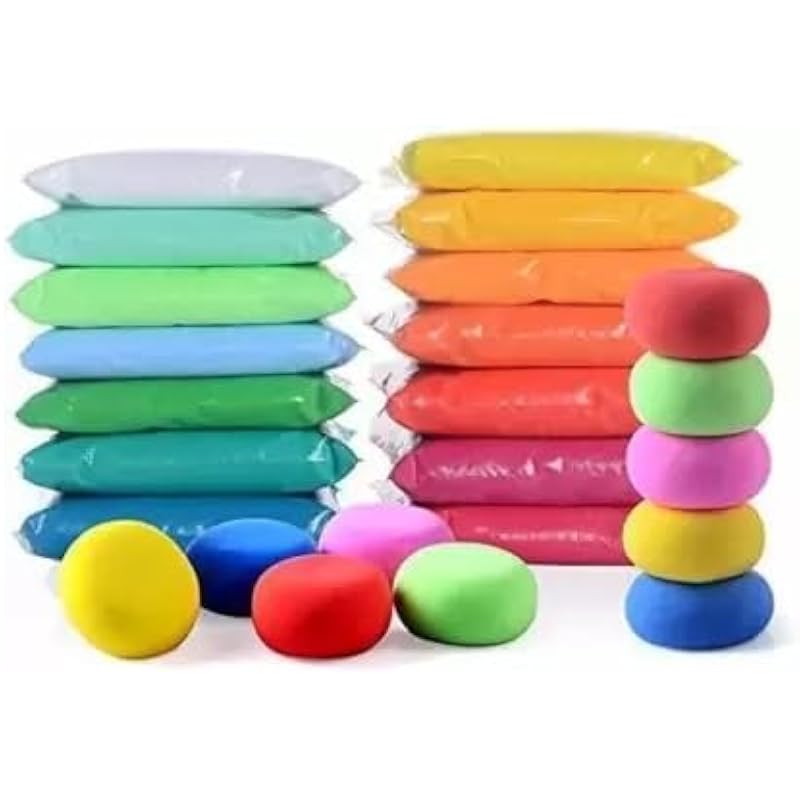 Eclet (Packung mit 12) Lufttrocknender Ton, Bunter Weicher Kinderton, Kreative Bastelarbeiten, Geschenke Für Kinder-Mehrfarbig. Ungiftig