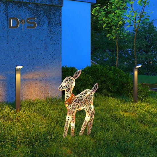 LED-Rentier-Weihnachtsdekoration, Eisenrahmen, Beleuchtung, Hirsch-Ornament, Rentier-Statuen für drinnen und draußen, für Garten, Rasen, Hof, Dekor