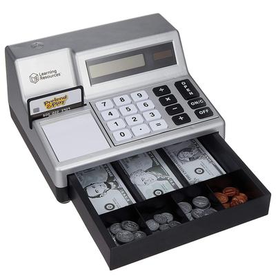 Learning Resources Toy Cash Register Silver Desk Cash Register with Calculation Function US Dollar Included LER8723-J Genuine Product