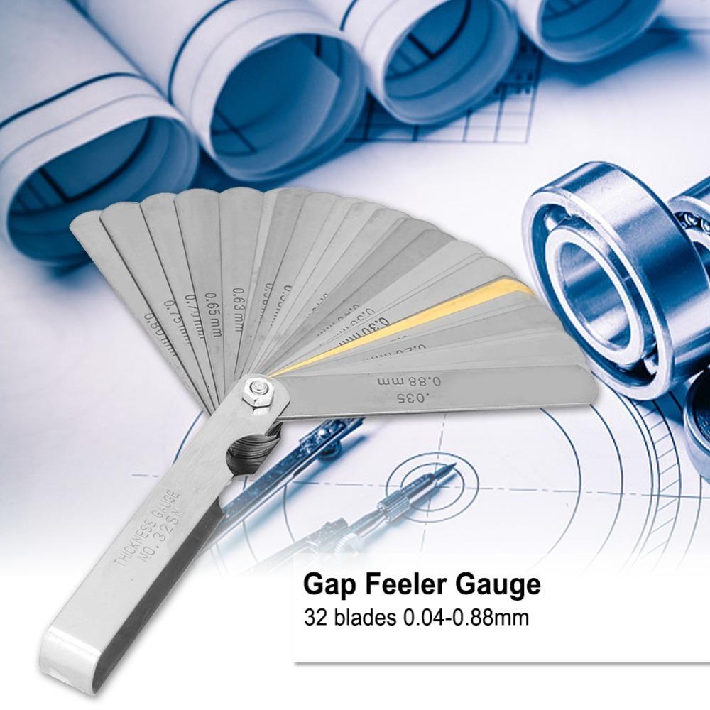 2pcs Stainless Steel Valve Thickness Gauge 32 Blades Gap Measurement Tool Valve Adjustment