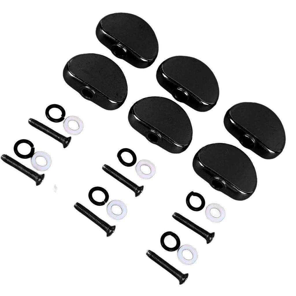 6Pcs Electric Guitar Tuning Peg Key Button Folk Guitar Tuning Peg Handle for Replacement Black
