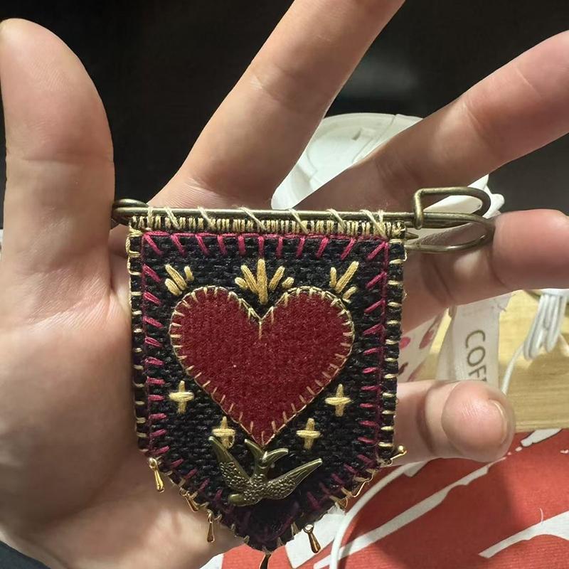 Hope'S Protection Pocket With Rosemary Hand Embroidered Protection Pocket Pin Holds Love Notes Or Any Talisman, Talisman Brooch