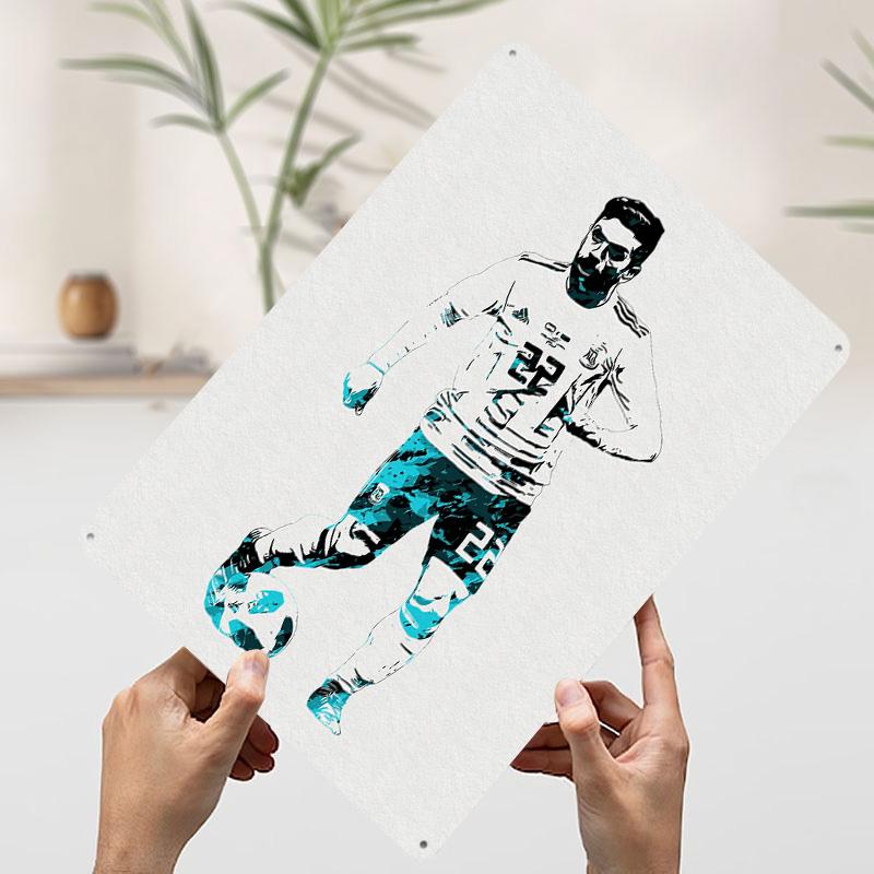Argentina Soccer Painting Printed Poster Customized Wall Art Retro Vintage Metal Tin Signs for Home Aesthetic Decoration Room