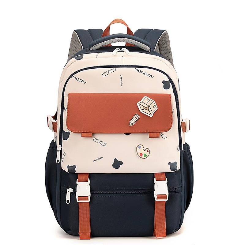 

Женский рюкзак с контрастной строчкой, школьный рюкзак для учеников средней школы, легкий рюкзак темно-синий