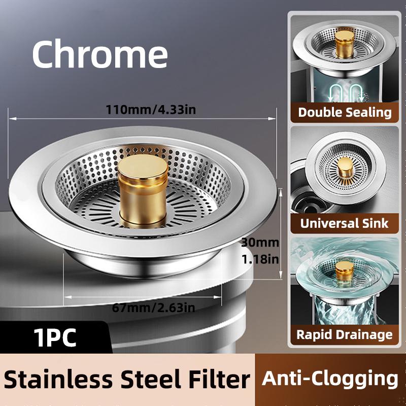 

Universal Kitchen Sink Strainer Stainless Steel Pop-up Drain Plug Anti-Clogging Filter Bounce Core Stopper For Kitchen Washbasin