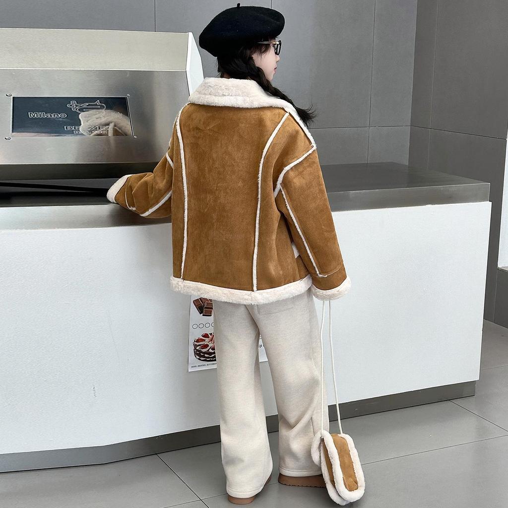 Big Girls' Stylish Thickened Shearling Coat - 2025 Autumn/Winter Fashion