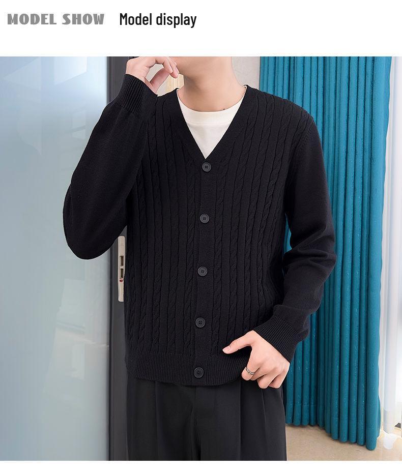 2025 Men's Trendy V-neck Knit Cardigan Sweater for Spring & Autumn