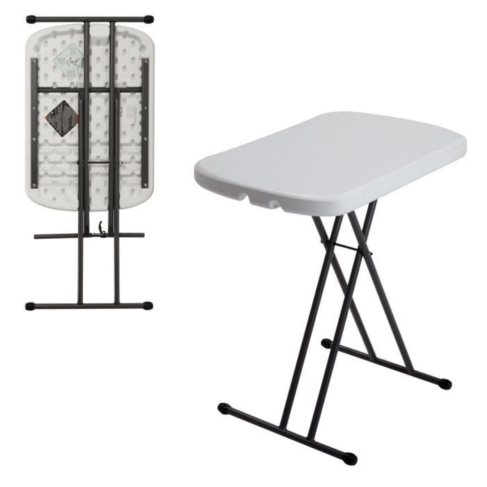 Bardzo wytrzymały, wielofunkcyjny stół składany na całe życie - LIFETIME - 66x46x61 / 66/71 cm - Prostokątny - Biały