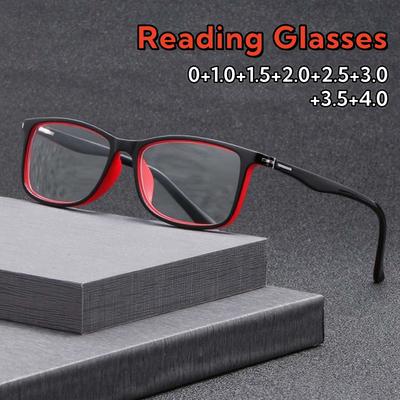 Classic Square Full Frame Reading Glasses Ultra Light Versatile Clear Lens Unisex Anti-Blue Light Far Sight Eyeglasses 0 To +4.0