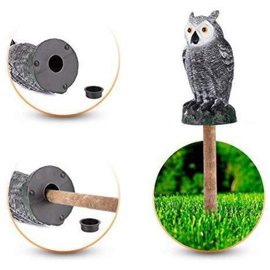 Plastic Owl Ornament Realistic Design Birds Scarecrow Owl Figure with Bright Yellow Eyes Birds Repellent Decorative Ornament