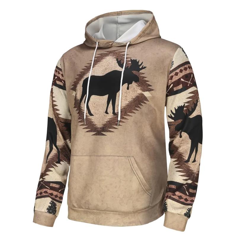 Spring and Autumn Men's Plus Size Fashion Southwest Ethnic Style Comfortable Hoodie