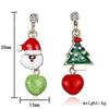 1 Pair Asymmetric Earring Stud Christmas Tree Santa Claus Dangle Earrings Festive Costume Ear Jewelry for Women Girls