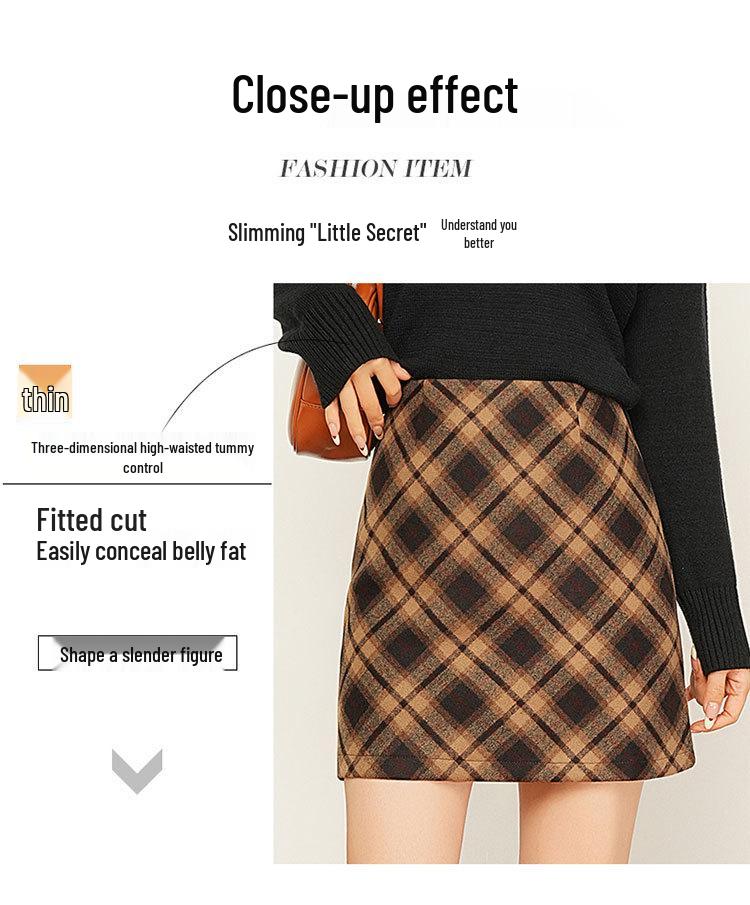 2025 Cozy Wool A-line Skirt: Thick, Warm, Drapey, Comfortable with Slit & Hip-hugging Fit for Autumn/Winter