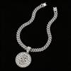 Trendy 14MM Rhombus Full Diamond Cuban Link Dollar Pendant Necklace for Men & Women