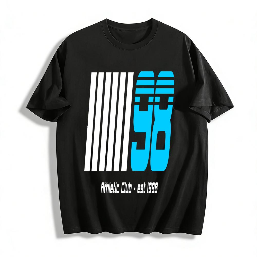 

Vintage Street Style Number 98 Print Casual Short Sleeve T-Shirt Pure cotton T-shirt XXS