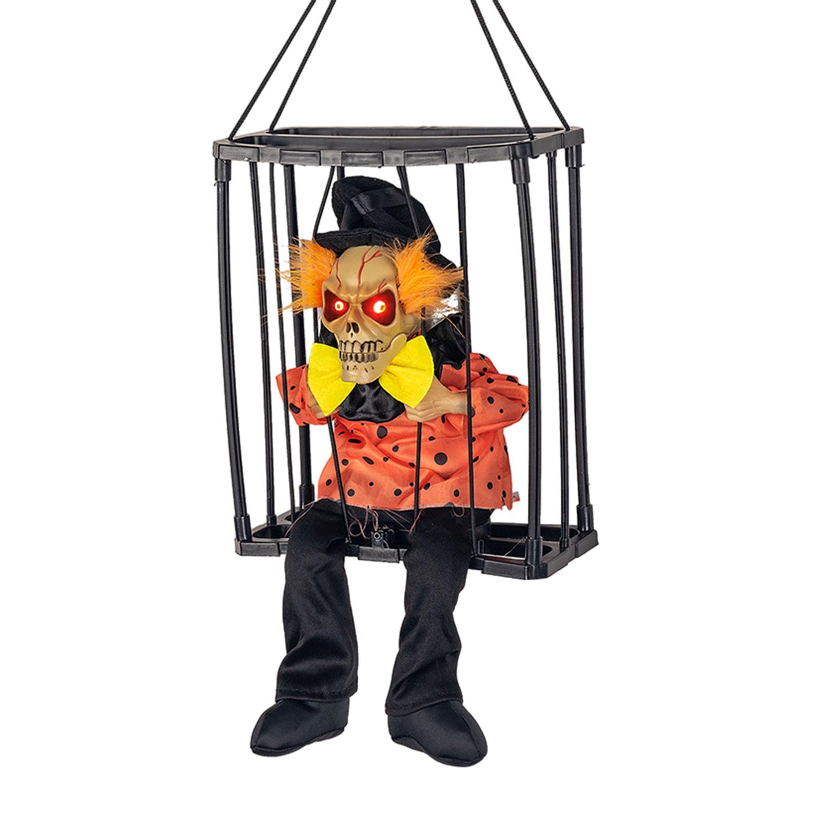 

Scary Talking Prisoner Prop with Glowing Eyes Doll Statue Spooky Skeleton Toy